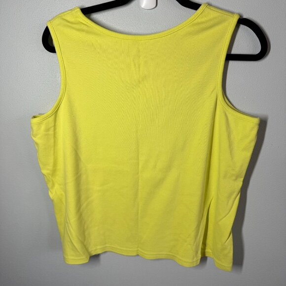 Studio Works Womens Yellow Knit Tank Top 1X 100% Cotton Summer Casual - Picture 2 of 8